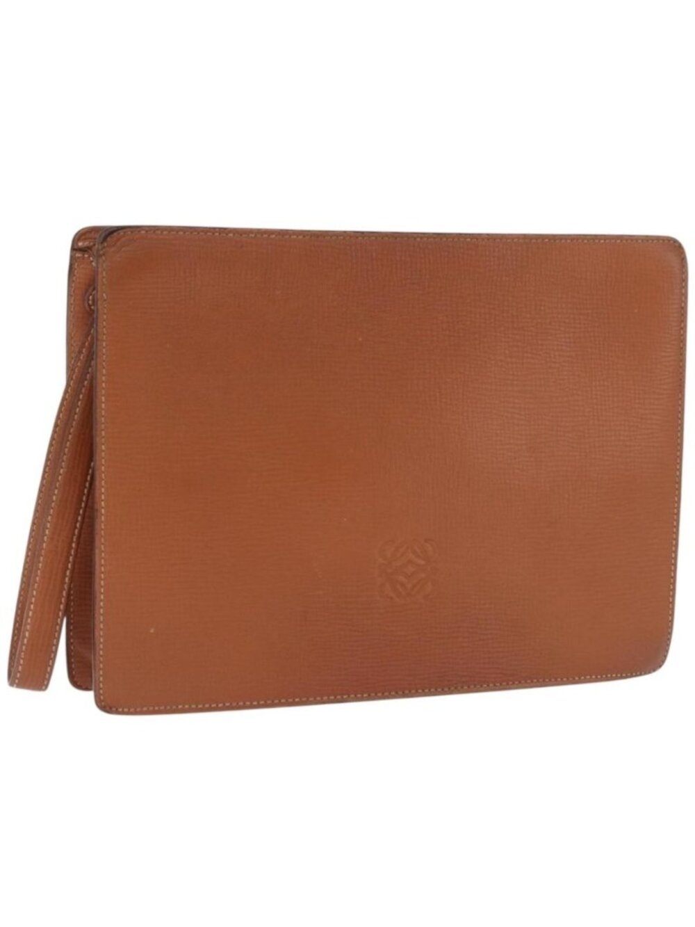 LOEWE Clutch Bag Leather Brown Gold Tone